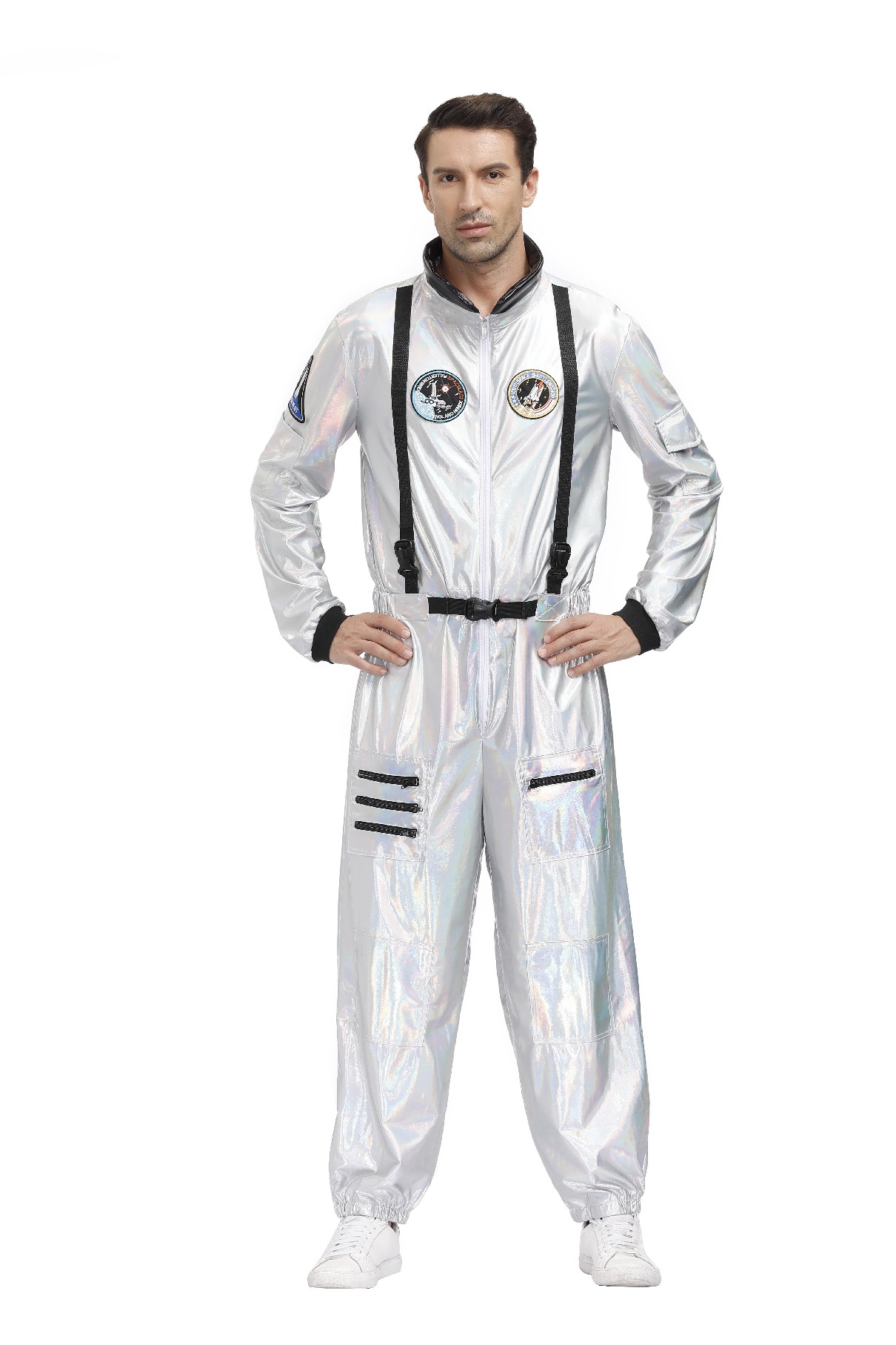 Halloween Silver Pilot Astronaut Alien Spaceman Cosplay Costume